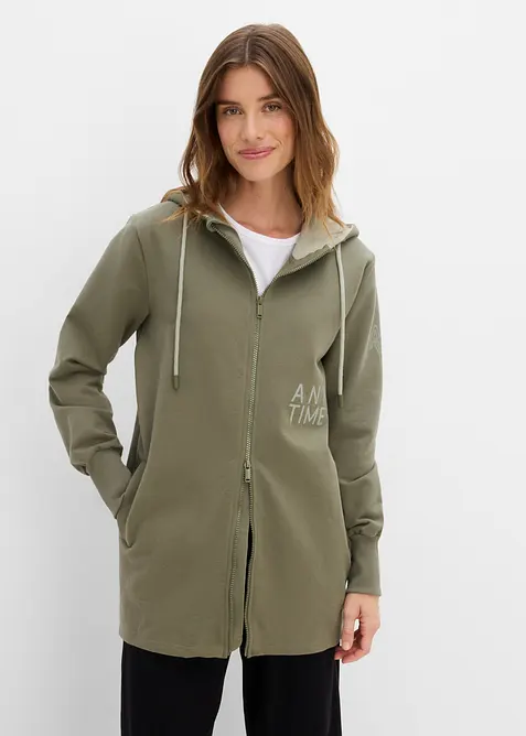 Long gilet zipp&eacute; en sweat &eacute;pais, bonprix