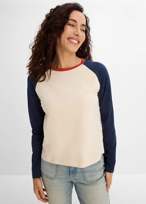 T-shirt coton &agrave; manches raglan, bonprix