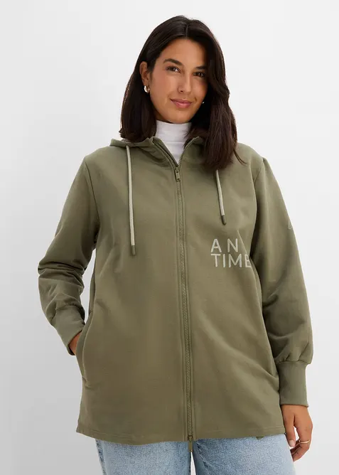 Long gilet zipp&eacute; en sweat &eacute;pais, bonprix