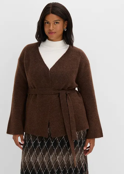 Strickjacke mit Bindeg&uuml;rtel, bonprix