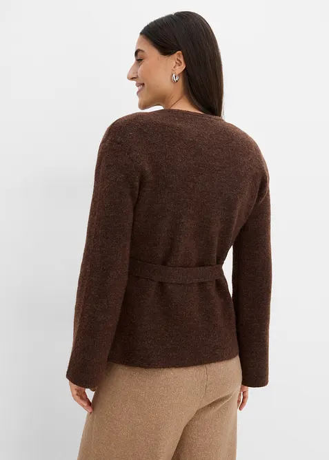Gilet en maille avec ceinture &agrave; nouer, bonprix