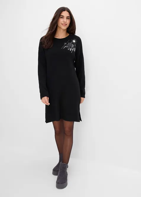 Strickkleid mit Applikation, bonprix