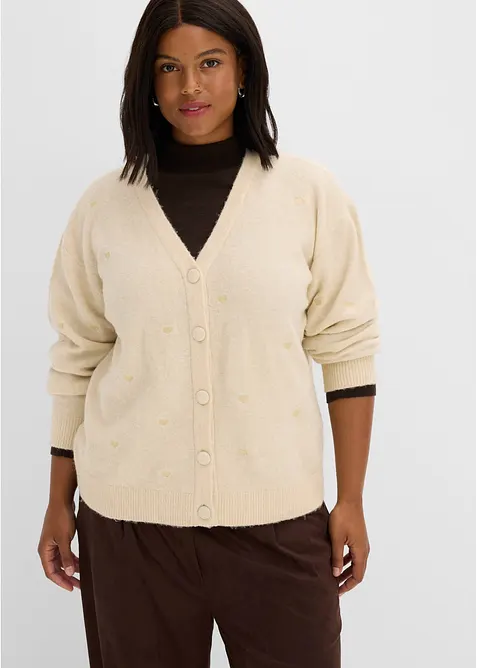 Gilet en maille avec application c&oelig;ur, bonprix