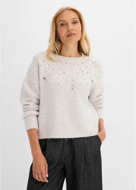 Pull avec applications de strass, bonprix