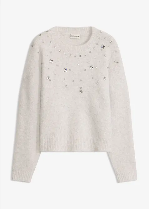 Pull avec applications de strass, bonprix