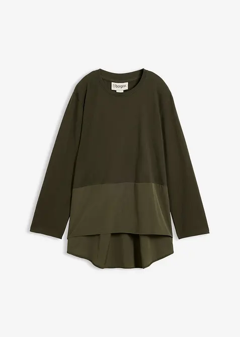 T-shirt manches longues bi-mati&egrave;re, bonprix