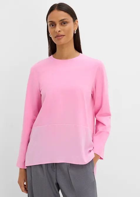 T-shirt manches longues bi-mati&egrave;re, bonprix