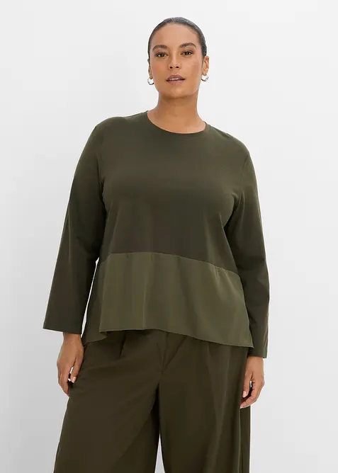 T-shirt manches longues bi-mati&egrave;re, bonprix