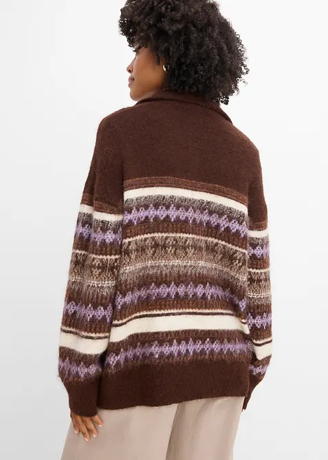 Pull long &agrave; motif Fair Isle, bonprix