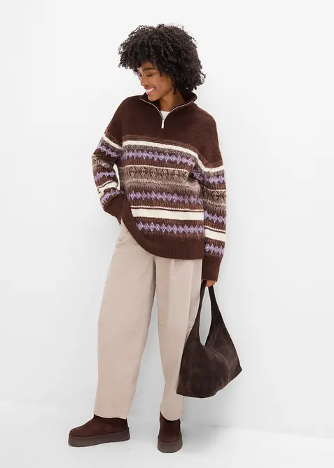 Pull long &agrave; motif Fair Isle, bonprix