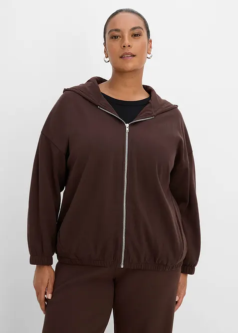 Sweat zipp&eacute; &agrave; capuche, coton majoritaire, bonprix