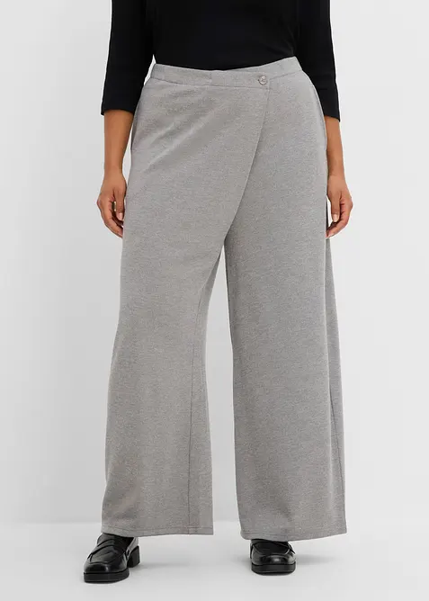 Pantalon en piqu&eacute; avec effet asym&eacute;trique devant, bonprix