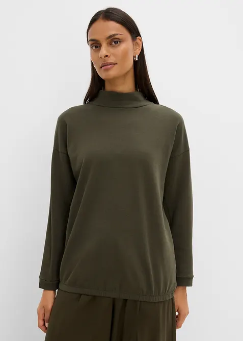 Sweat &agrave; manches chauve-souris en coton m&eacute;lang&eacute;, bonprix