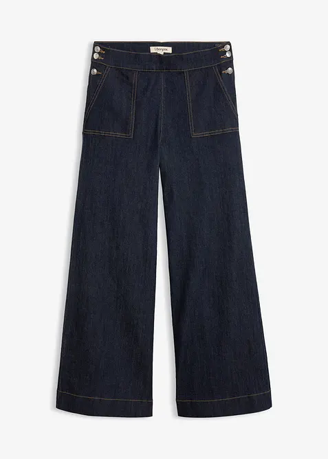 Wide-Leg-Jeans, High Waist mit aufgesetzten Taschen, bonprix