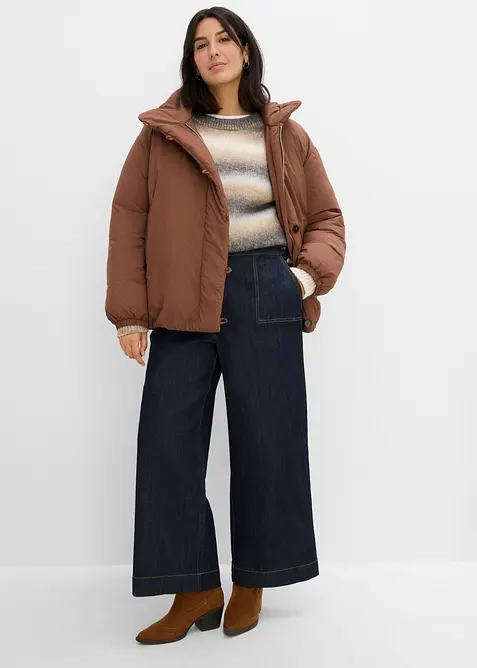Wide-Leg-Jeans, High Waist mit aufgesetzten Taschen, bonprix