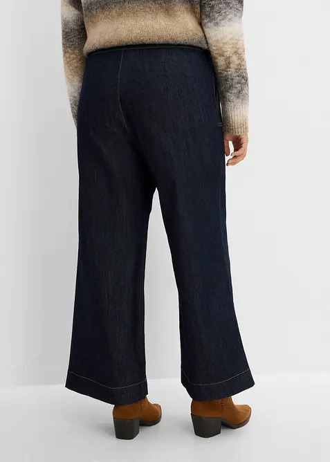 Wide-Leg-Jeans, High Waist mit aufgesetzten Taschen, bonprix