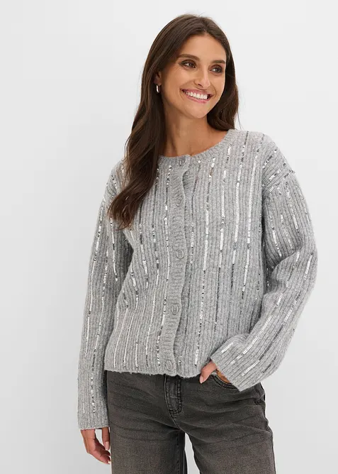 Strickjacke mit Pailletten-Applikation, bonprix