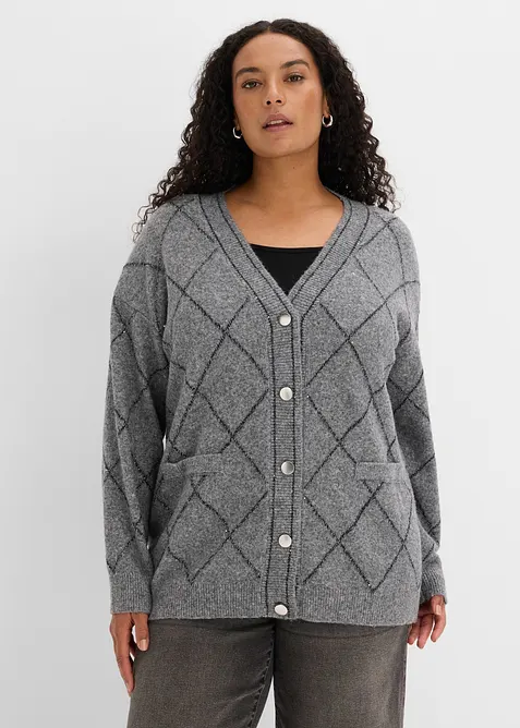 Gilet long en maille avec effet brillant, bonprix