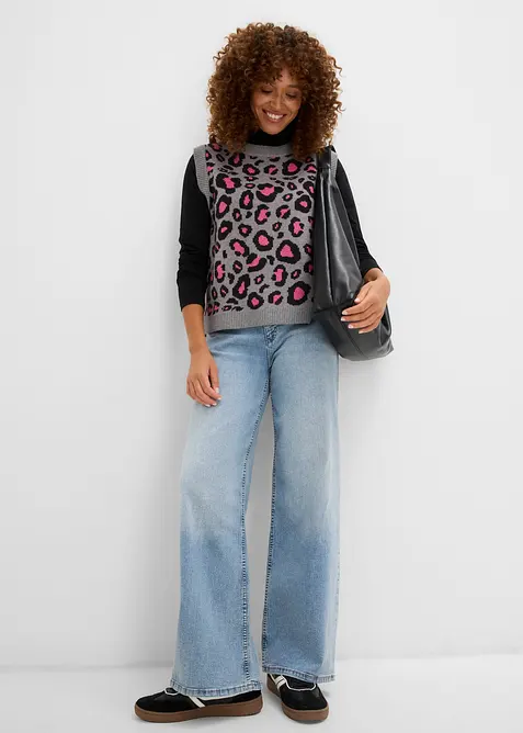 Pull sans manches en maille poilue, bonprix