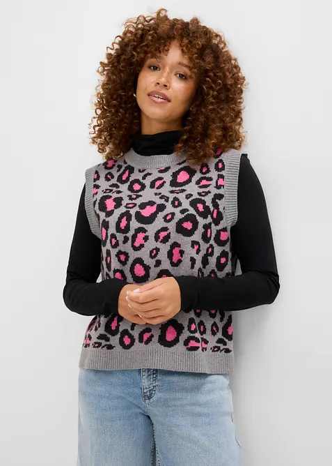 Pull sans manches en maille poilue, bonprix