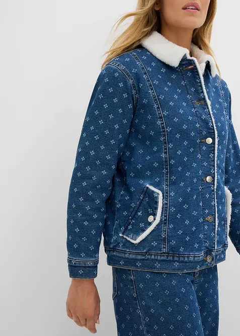 Veste en jean doubl&eacute;e sherpa, bonprix