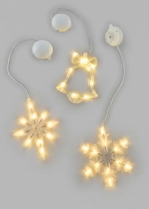 Lot de 3 d&eacute;cos suspendues LED avec ventouses, bonprix