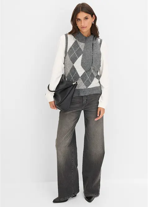 Pull sans manches avec &eacute;charpe, bonprix