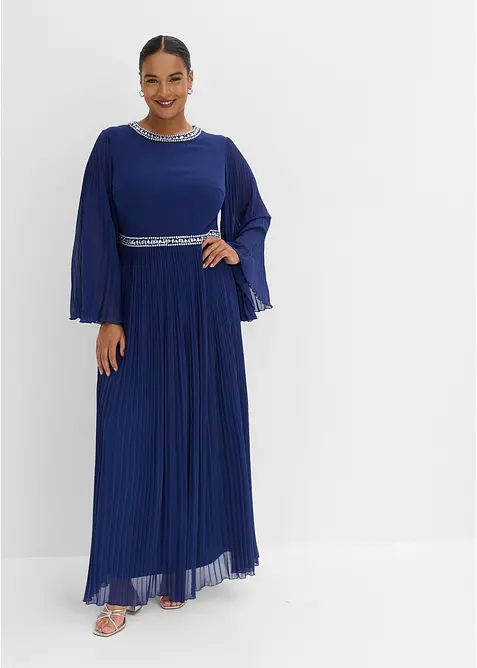 Abendkleid mit Plisse&eacute; und Strasssteinverzierung, bonprix
