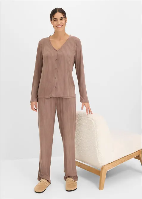 Loungewear Hausanzug aus weichem Pointelle-Jersey, bonprix