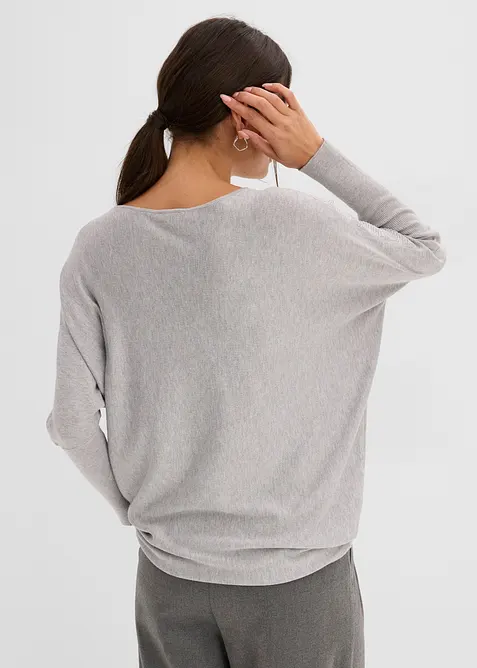 Feinstrickpullover mit Fledermaus&auml;rmeln und Strass-Applikation, bonprix