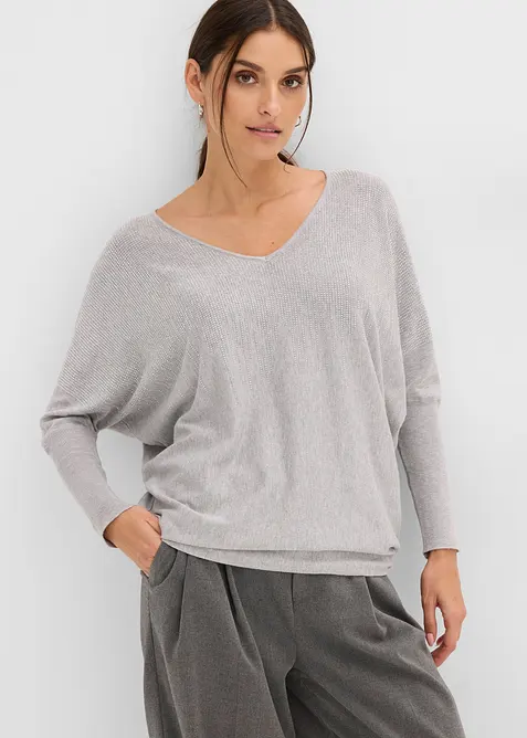 Feinstrickpullover mit Fledermaus&auml;rmeln und Strass-Applikation, bonprix