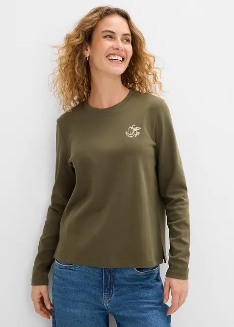 T-shirt manches longues en coton &eacute;pais, bonprix
