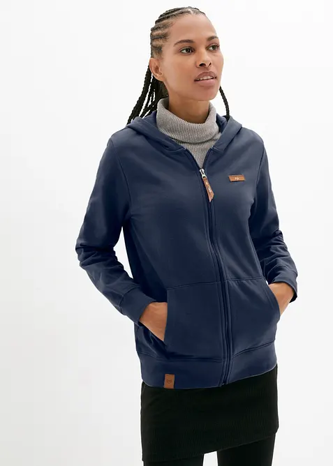 Sweat zipp&eacute; &agrave; capuche, 100% coton, bonprix