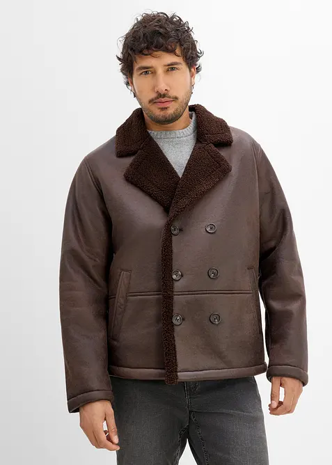 Veste enduite doubl&eacute;e sherpa, bonprix