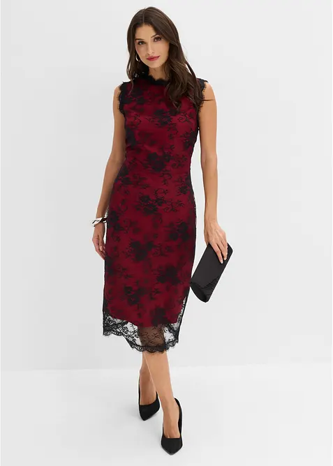 Robe &agrave; dentelle avec doublure en satin brillant, bonprix