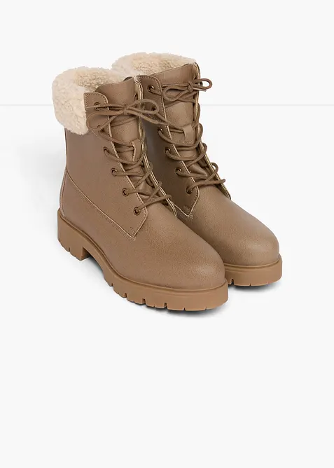 Boots fourr&eacute;es &agrave; lacets, bonprix