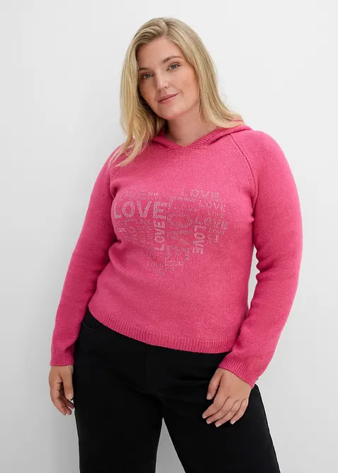 Pull en fine maille avec strass, bonprix