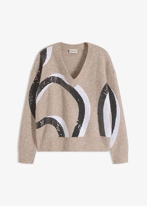 Pullover mit Pailletten-Applikation, bonprix