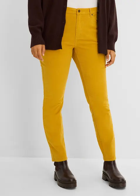 Pantalon &eacute;troit en velours c&ocirc;tel&eacute; de coton extensible, bonprix