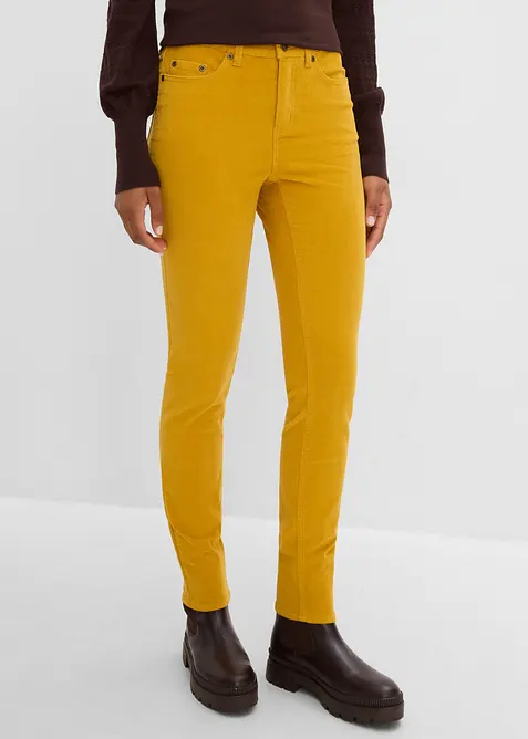 Pantalon &eacute;troit en velours c&ocirc;tel&eacute; de coton extensible, bonprix