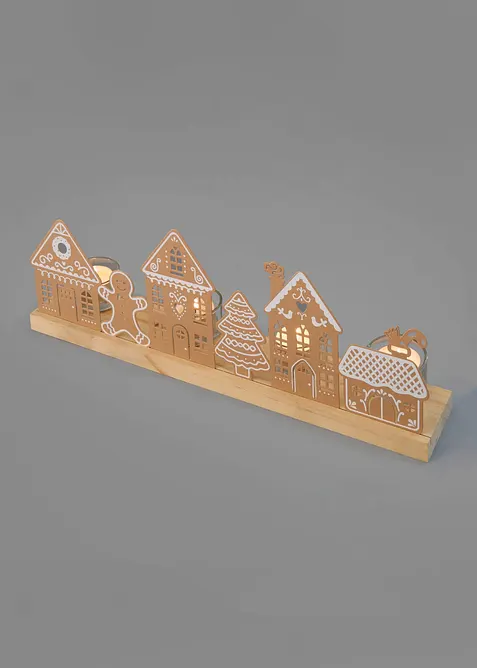 Teelichthalter mit H&auml;usern in Lebkuchen Design, bonprix