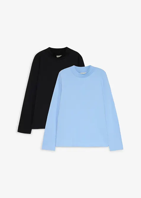 Lot de 2 T-shirts &agrave; col roul&eacute;, bonprix