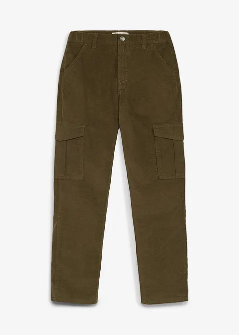 Pantalon cargo Regular Fit en velours c&ocirc;tel&eacute;, doublure chaude en jersey, bonprix