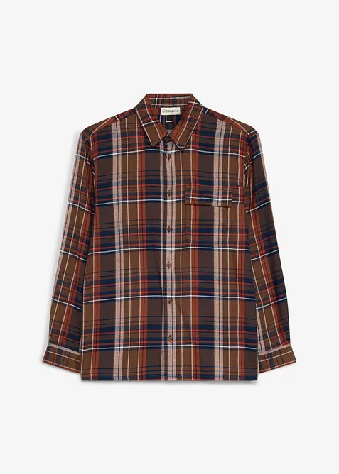Chemise &agrave; carreaux oversize en flanelle, poche poitrine, bonprix