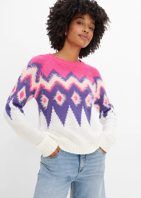 Pull en grosse maille &agrave; motif Fair Isle, bonprix