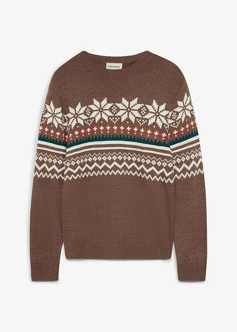 Pull en fine maille &agrave; motif norv&eacute;gien, bonprix