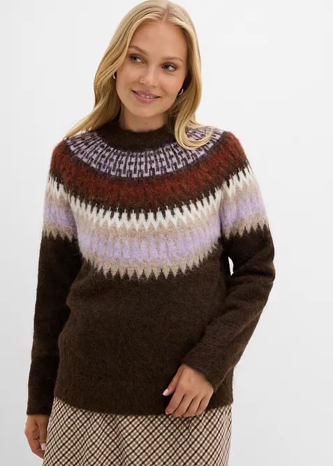 Pull norv&eacute;gien &agrave; col rond, bonprix
