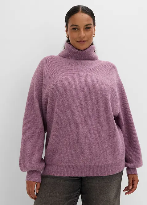 Pull col roul&eacute; &agrave; manches bouffantes, bonprix
