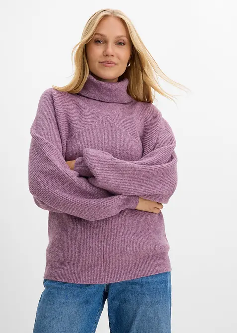 Pull col roul&eacute; &agrave; manches bouffantes, bonprix