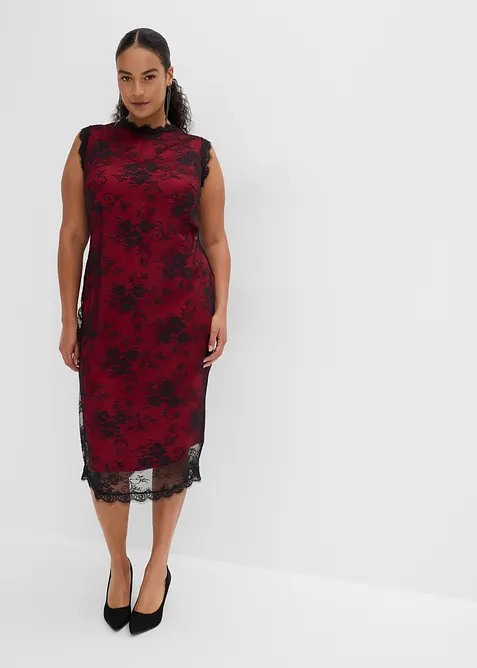 Robe &agrave; dentelle avec doublure en satin brillant, bonprix